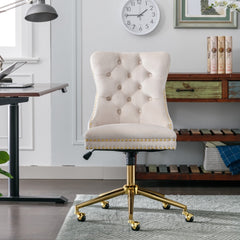 Velvet Home Office Chair- Beige