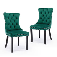 4x Velvet Dining Chairs- Green