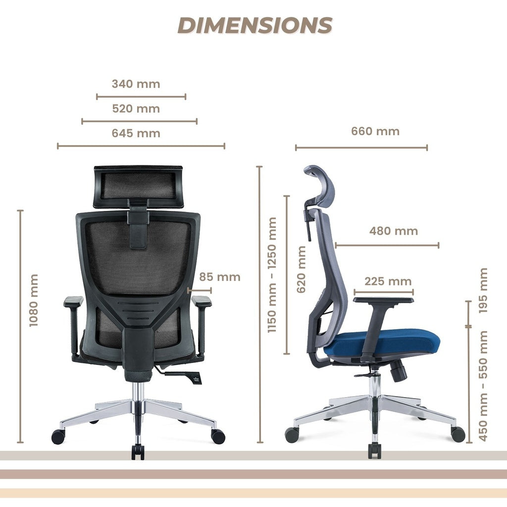 EKKIO Ava - Office Chair (Black) EK-OC-101-SQ