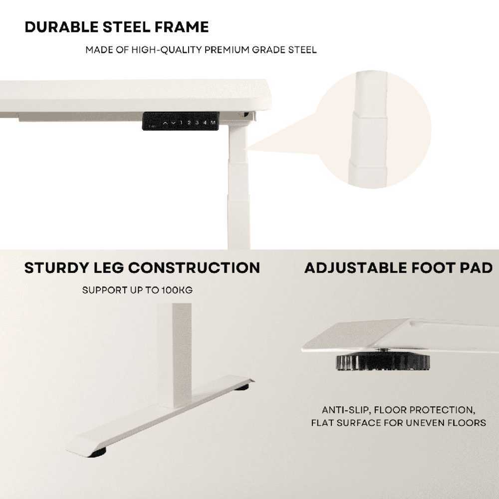 EKKIO Adjustable Desk Riser Frame - Two Leg Stand (White) EK-DRF-102-DR