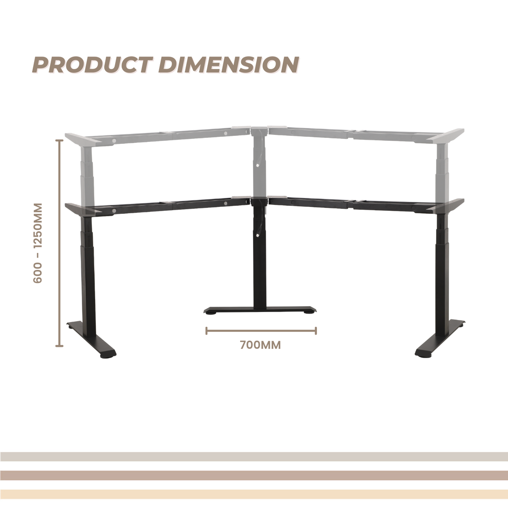 EKKIO Adjustable Desk Riser Frame - Three Leg Stand (Black)EK-DRF-103-DR