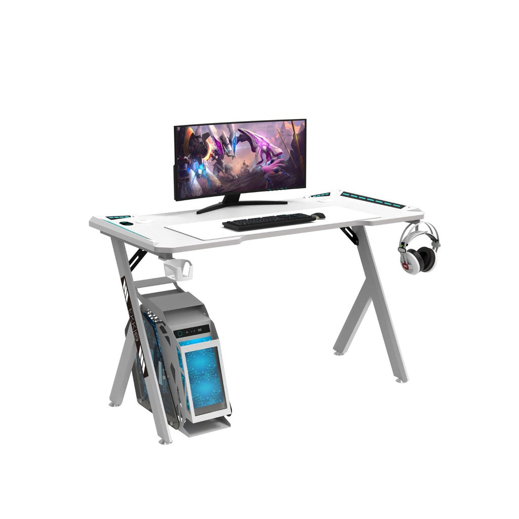 EKKIO RGB Gaming Desk Y Shape White 140cm EK-GD-104-AL