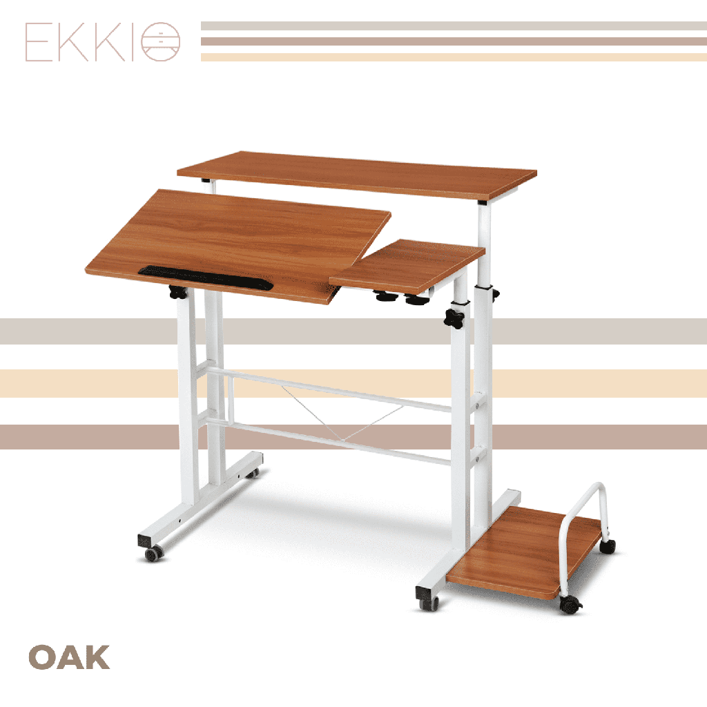 EKKIO Mobile Desk Detachable Sideboard Oak EK-MD-105-VAC