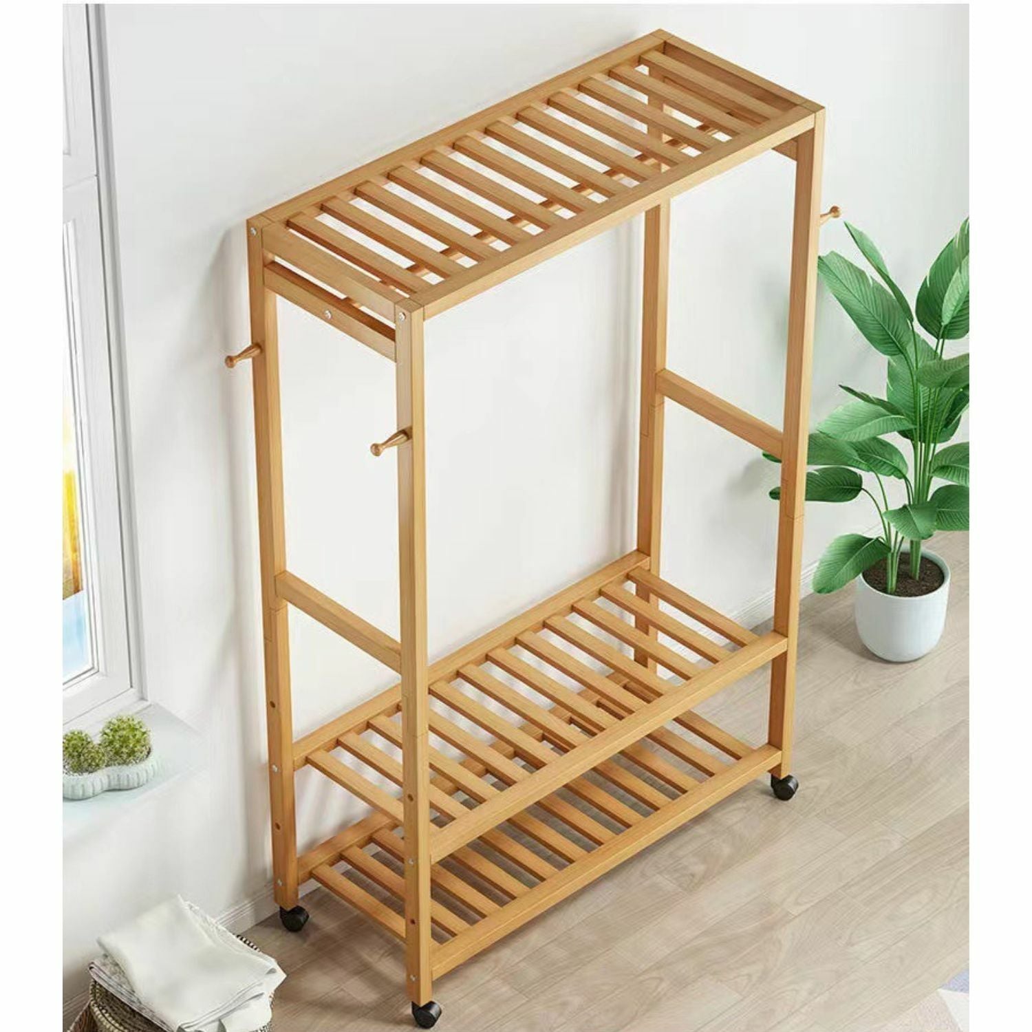 GOMINIMO Bamboo Wardrobe on Wheels 100cm GO-CR-103-YJ