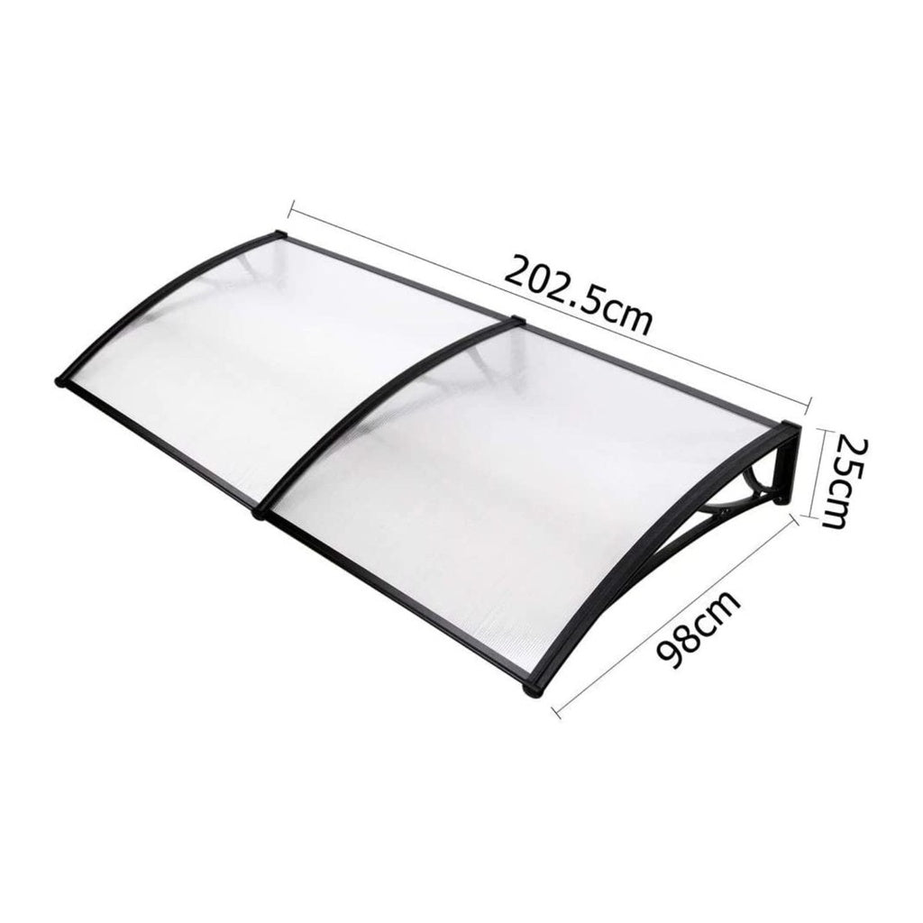 NOVEDEN Window Door Awning Canopy Outdoor UV Patio Rain Cover Clear White 1M X 2M Type 2 NE-AG-103-SU