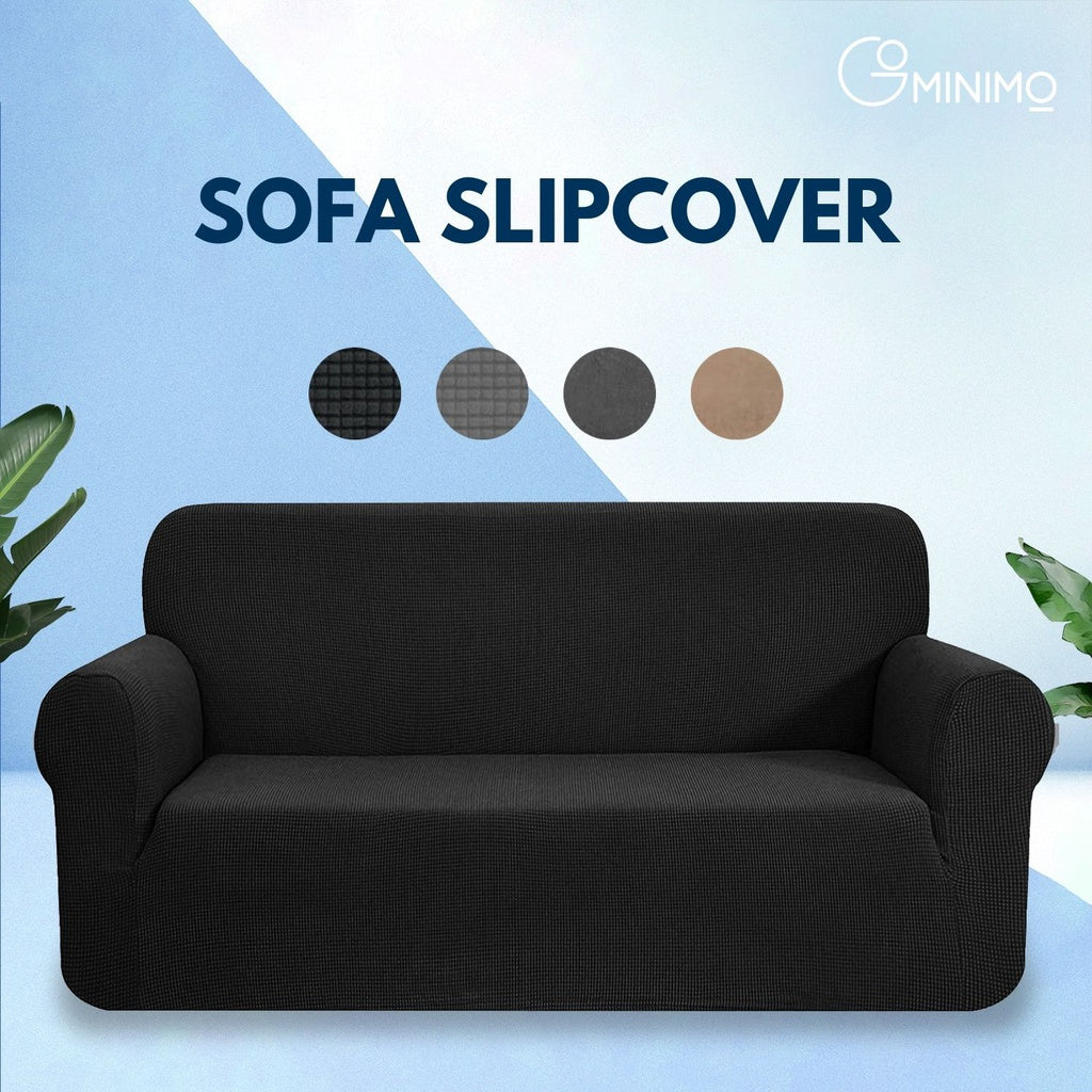 GOMINIMO Polyester Jacquard Sofa Cover 3 Seater (Black) HM-SF-103-RD.