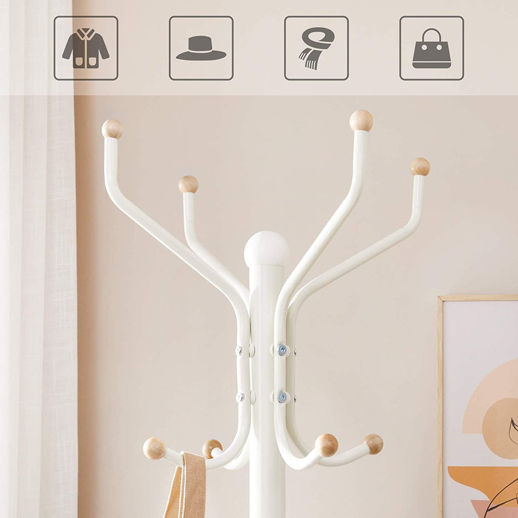 SONGMICS Metal Coat Rack 182 cm Tall Hall Tree White RCR19W