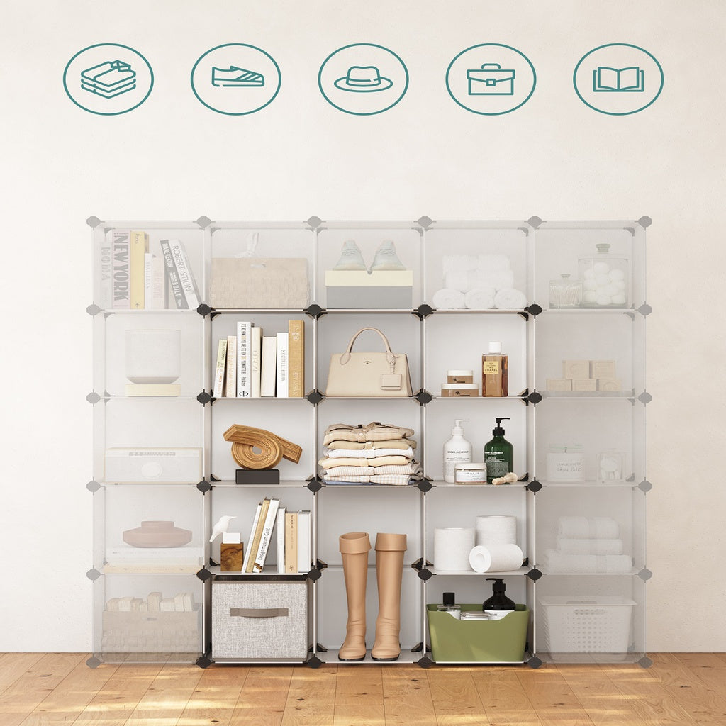 SONGMICS 16 Cube Storage Organizer Storage with Rubber Mallet White