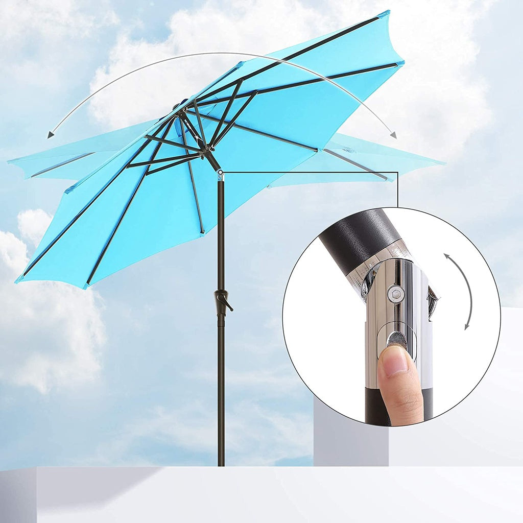 SONGMICS 2.7m Solar Lighted Outdoor Patio Umbrella Lake Blue