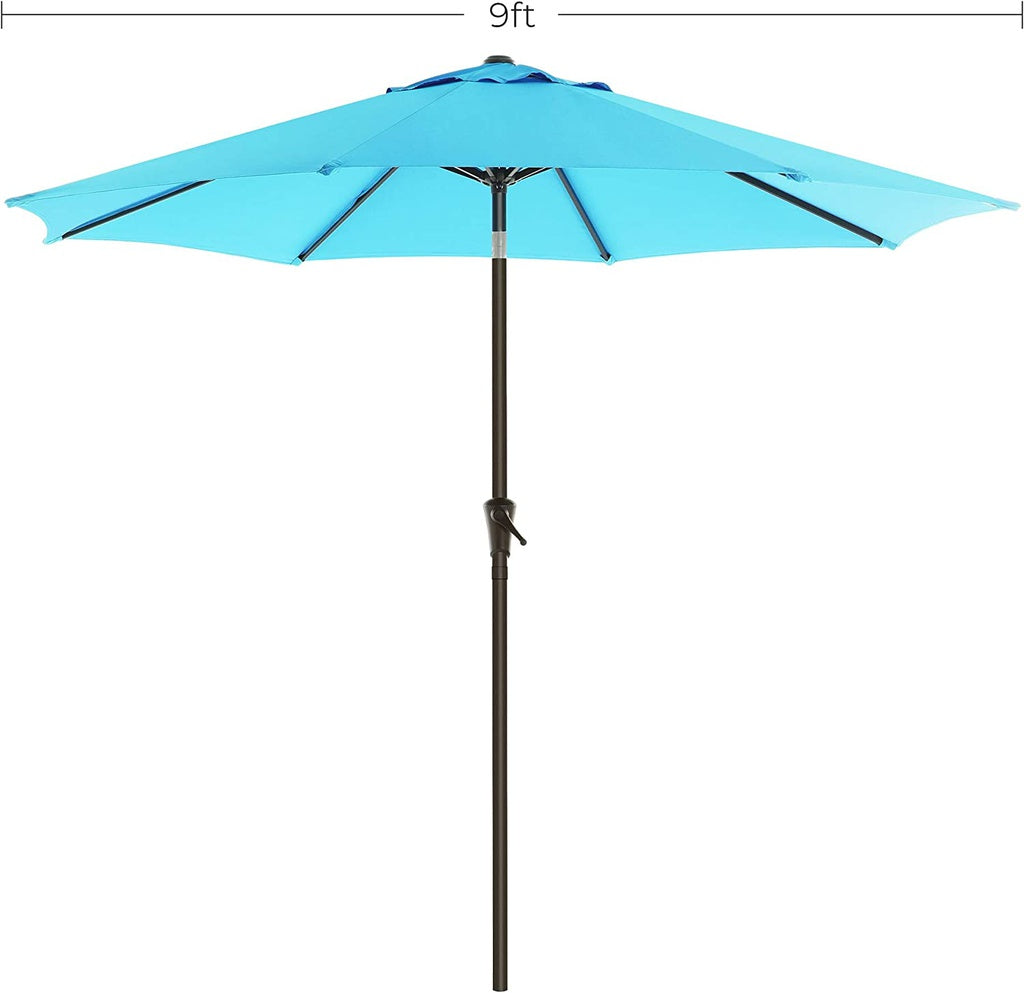 SONGMICS 2.7m Solar Lighted Outdoor Patio Umbrella Lake Blue