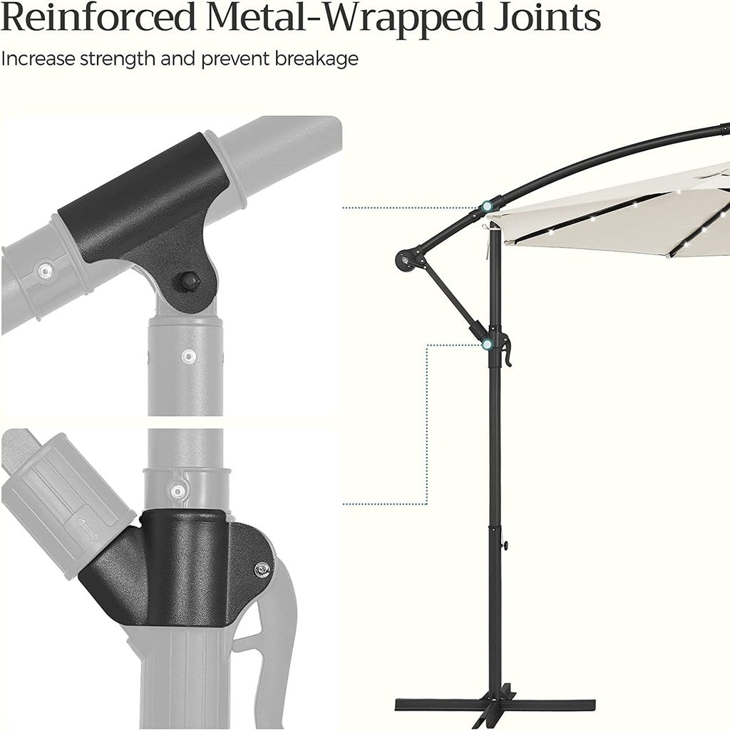 SONGMICS 3m Patio Umbrella with Solar-Powered LED Lights Beige