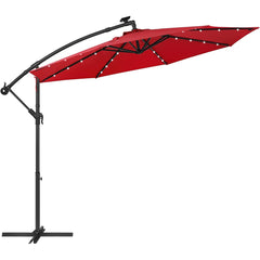 SONGMICS 3m Patio Umbrella with Solar-Powered LED Lights Red