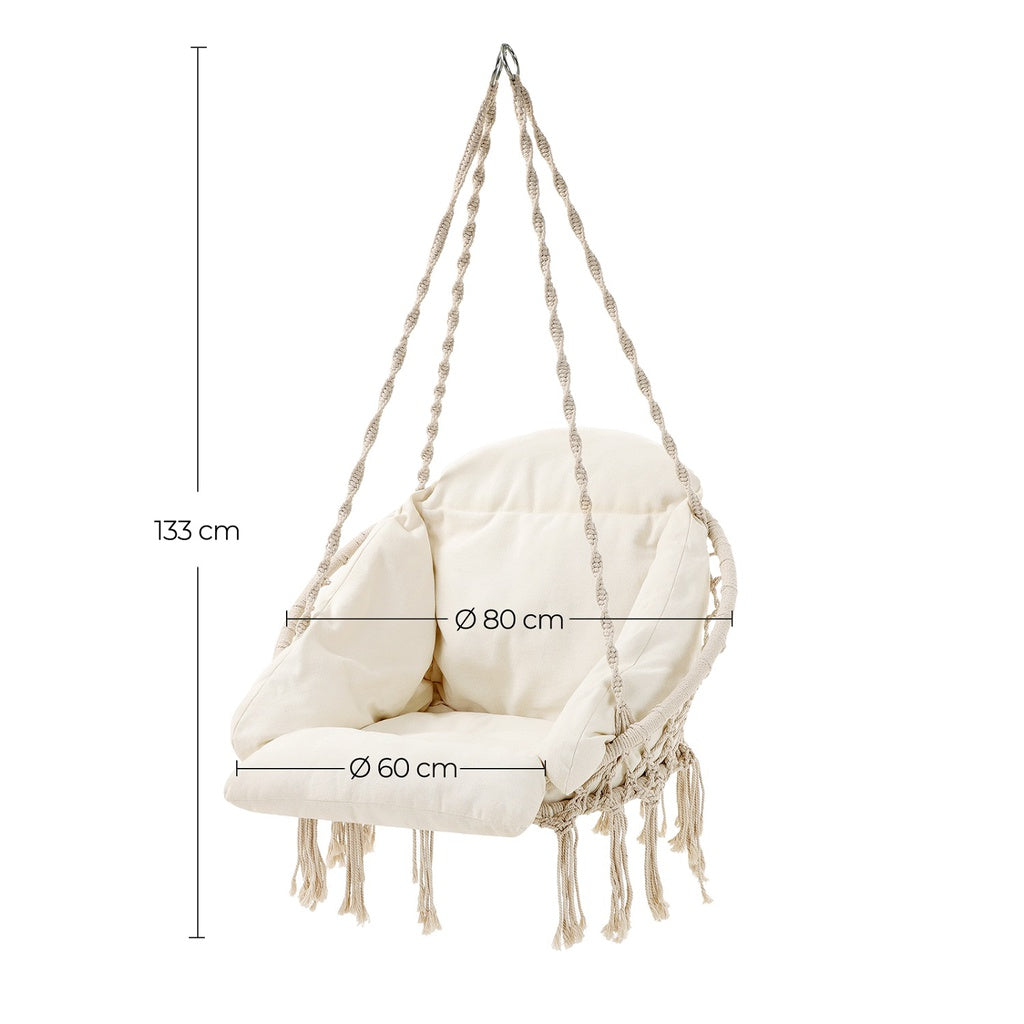 SONGMICS Hammock Hanging Chair with Cushion Cloud White