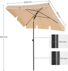 SONGMICS 2.4m Rectangular Beach Umbrella Taupe