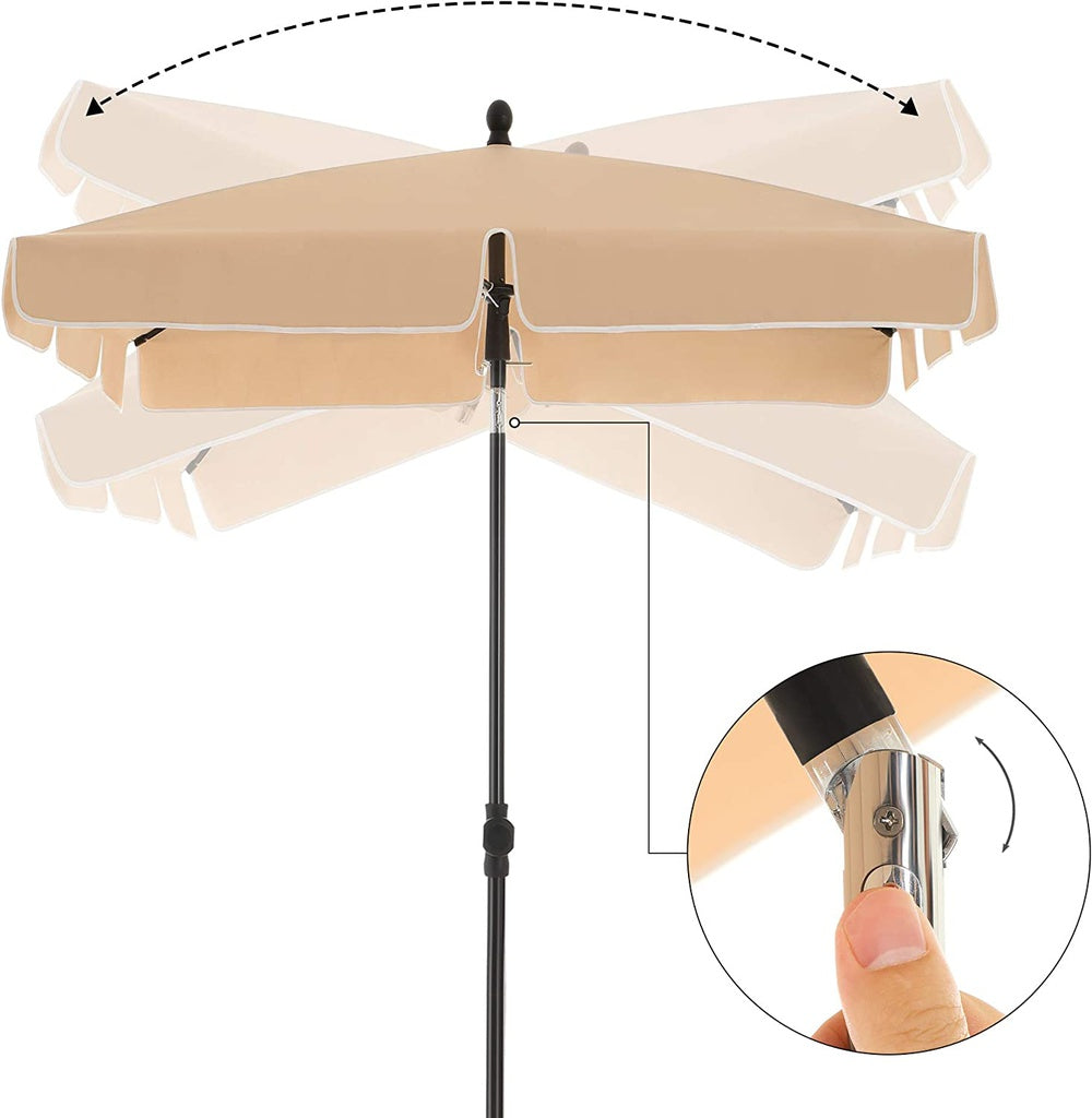 SONGMICS 2.4m Rectangular Beach Umbrella Taupe