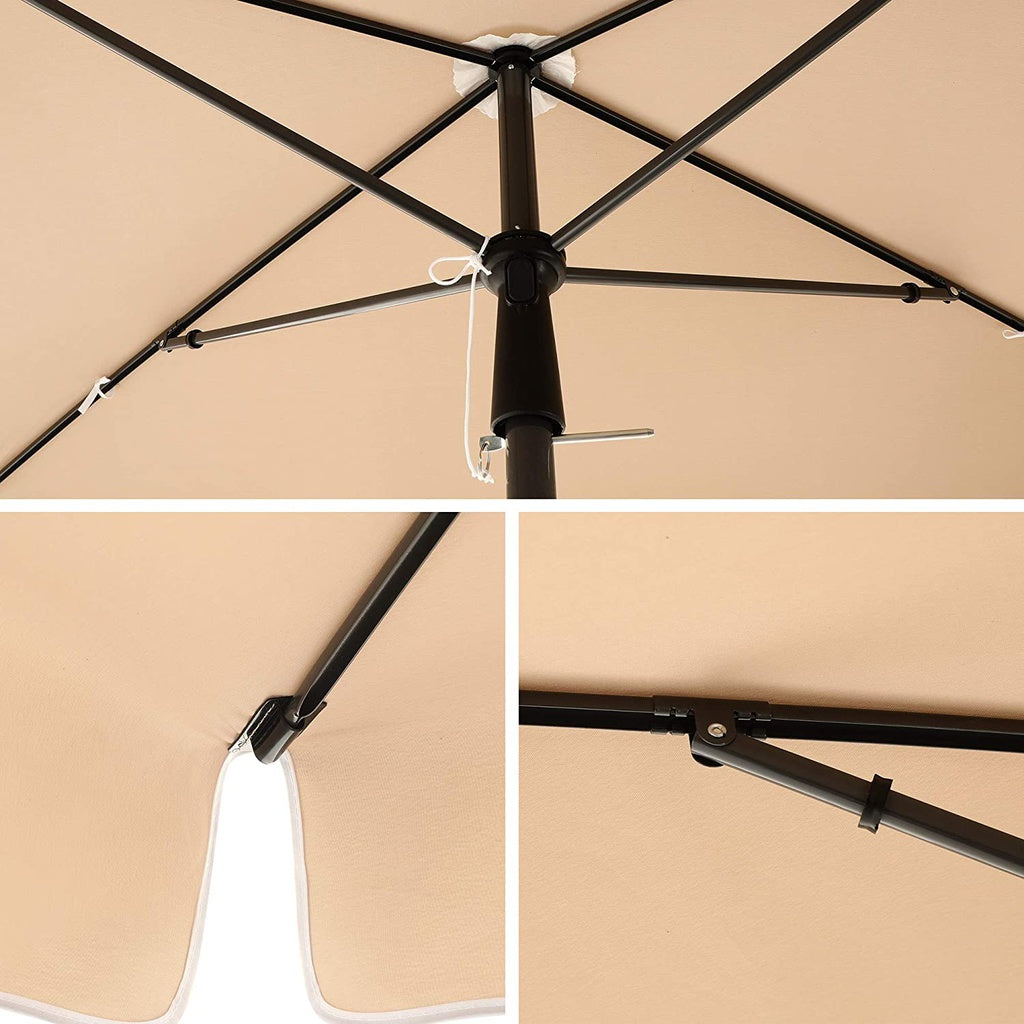 SONGMICS 2.4m Rectangular Beach Umbrella Taupe