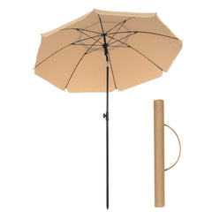 SONGMICS Beach Umbrella Portable Octagonal Polyester Canopy Taupe