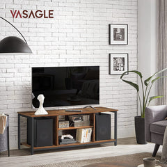VASAGLE TV Cabinet Shelf with Open Compartments Brown and Black LTV060B01