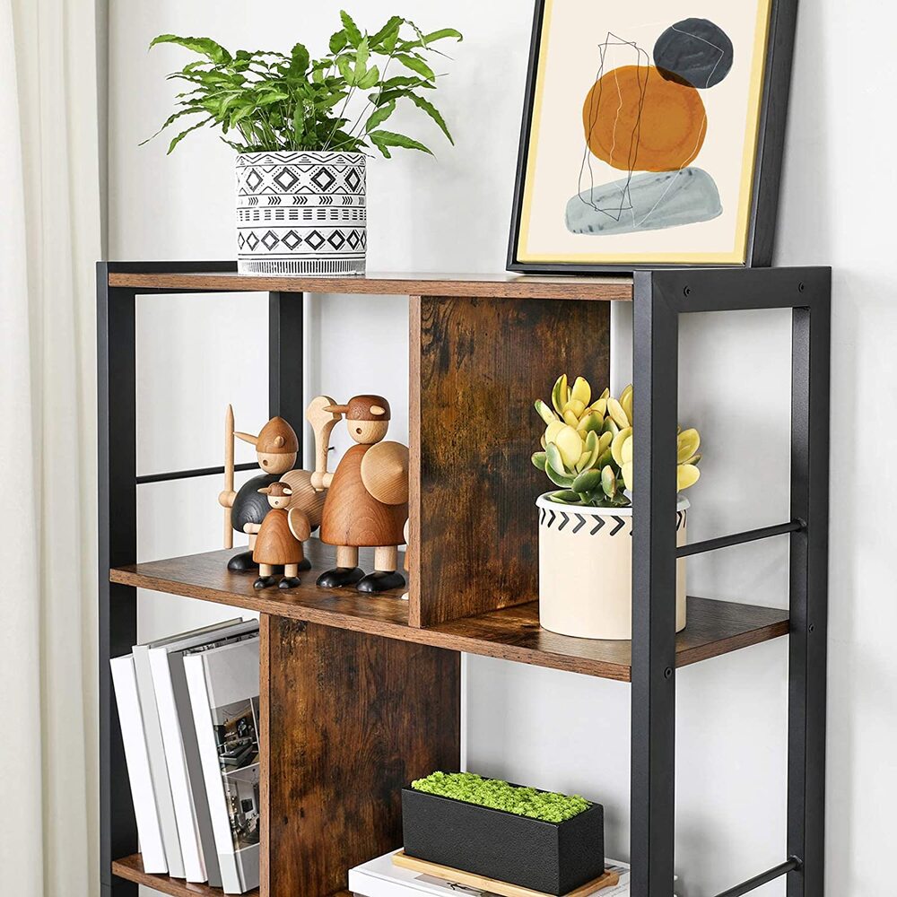 VASAGLE Bookshelf Rustic Brown and Black LBC12BX