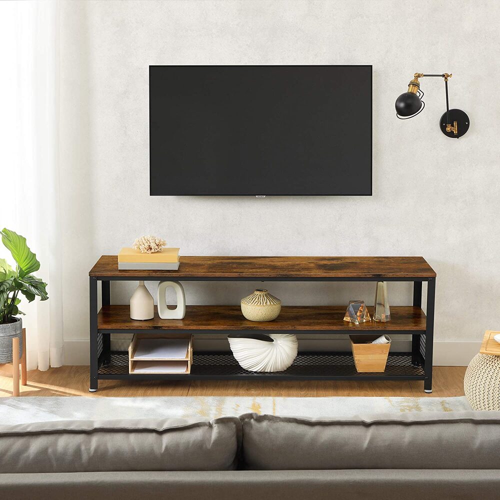 VASAGLE Industrial TV Stand for Screen Size up to 60 Inches Rustic Brown LTV50BX