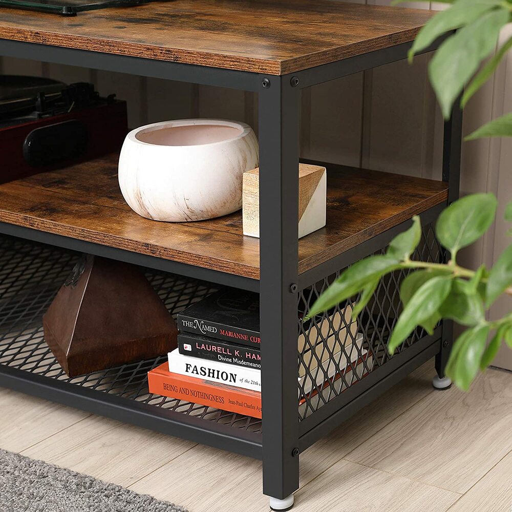 VASAGLE Industrial TV Stand for Screen Size up to 60 Inches Rustic Brown LTV50BX