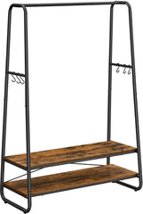 VASAGLE Clothes Rack with 2 Shelves Rustic Brown and Black RGR112B01