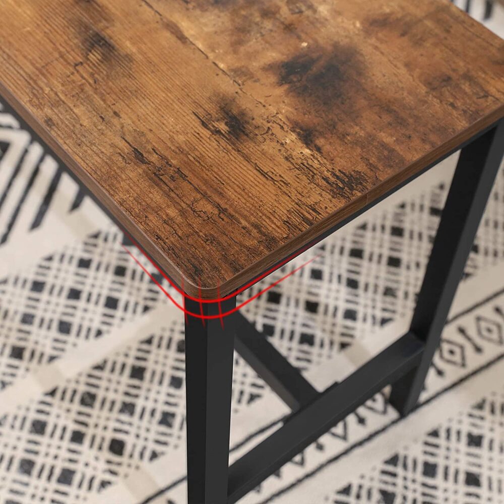 VASAGLE Table Benches Set of 2 Industrial Style Indoor Benches Durable Metal Frame for Kitchen Dining Room Living Room Rustic Brown KTB33X