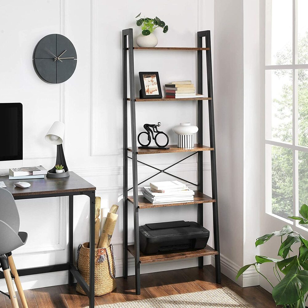 VASAGLE Ladder Shelf 5-Tier Rustic Brown LLS45X