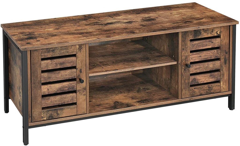 VASAGLE TV Stand Console Unit with Shelves Storage Rustic Brown and Black LTV43BX