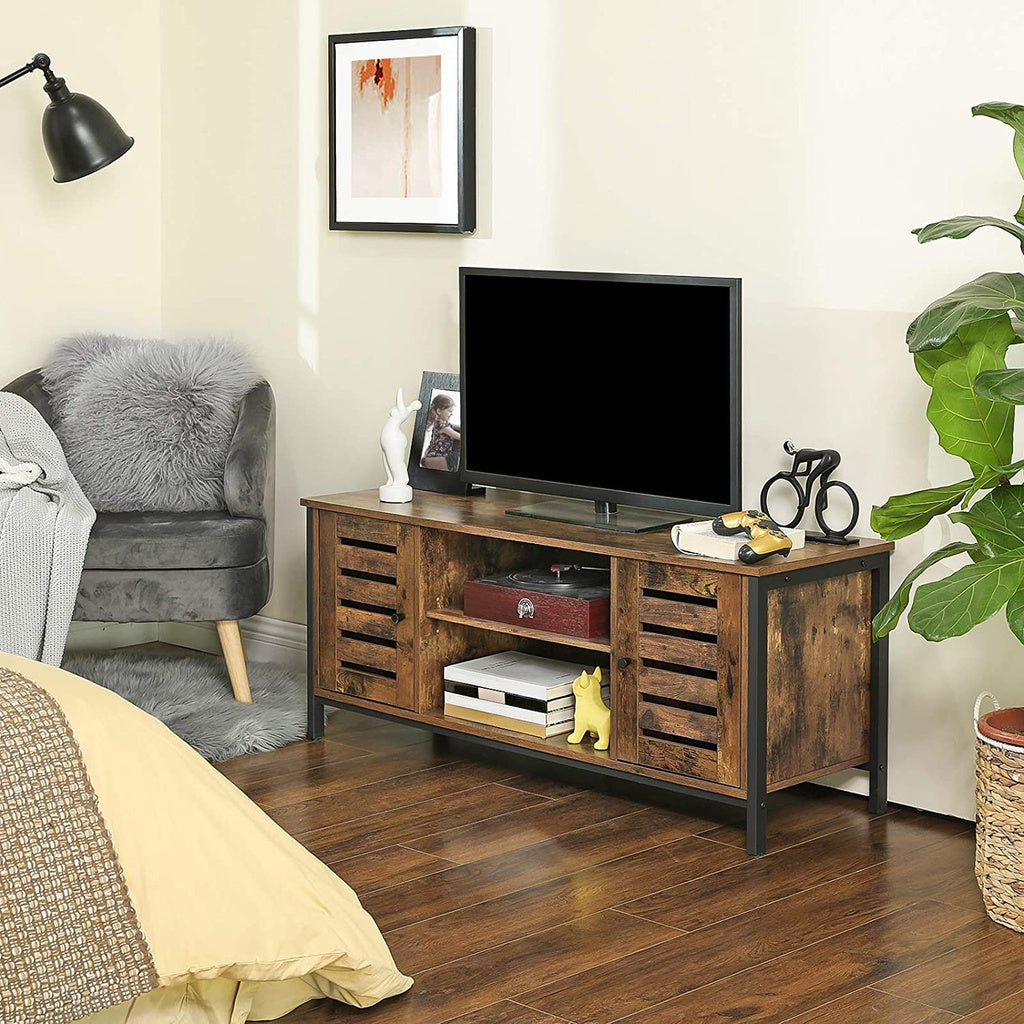 VASAGLE TV Stand Console Unit with Shelves Storage Rustic Brown and Black LTV43BX