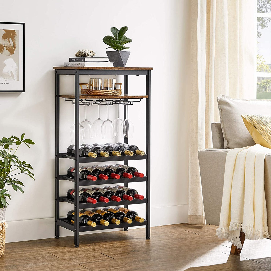 VASAGLE Wine Rack Rustic Brown and Black LWR020B01