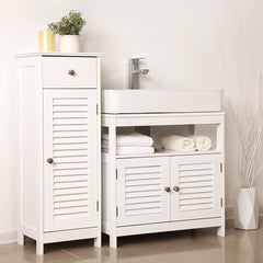 VASAGLE Under Sink Cabinet with 2 Doors Open Compartment White BBC02WT