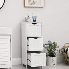 VASAGLE Floor Cabinet with 3 Drawers White BBC50WT