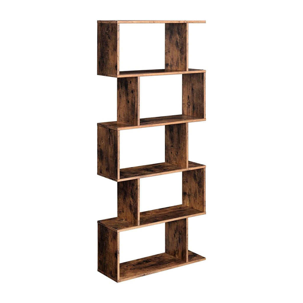 VASAGLE 5-Tier Bookshelf Display Shelf and Room Divider Freestanding Decorative Storage Shelving Rustic Brown LBC62BX