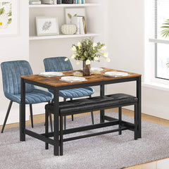 VASAGLE Dining Kitchen Table Metal Frame Rustic Brown and Black