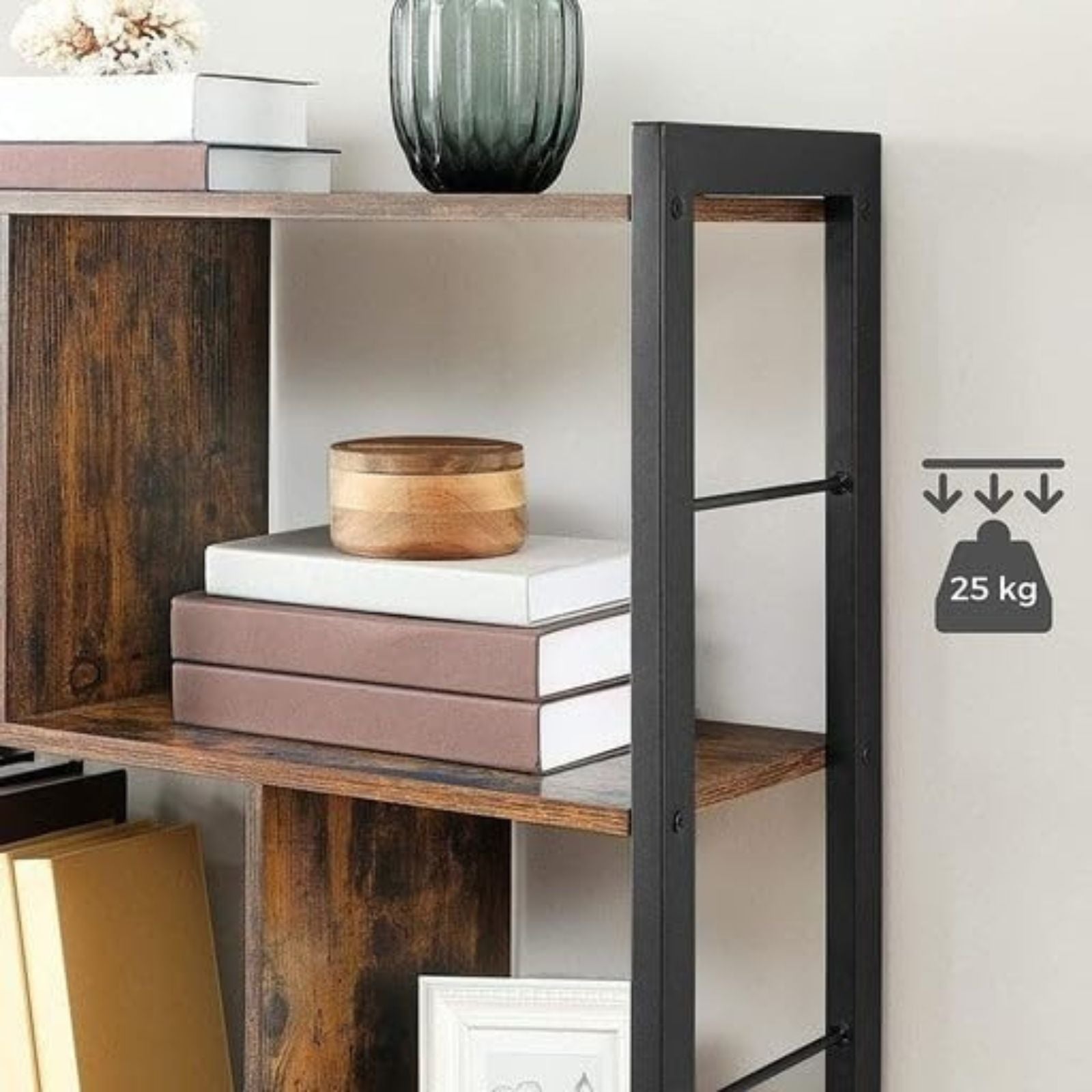 VASAGLE Bookshelf Rustic Brown and Black