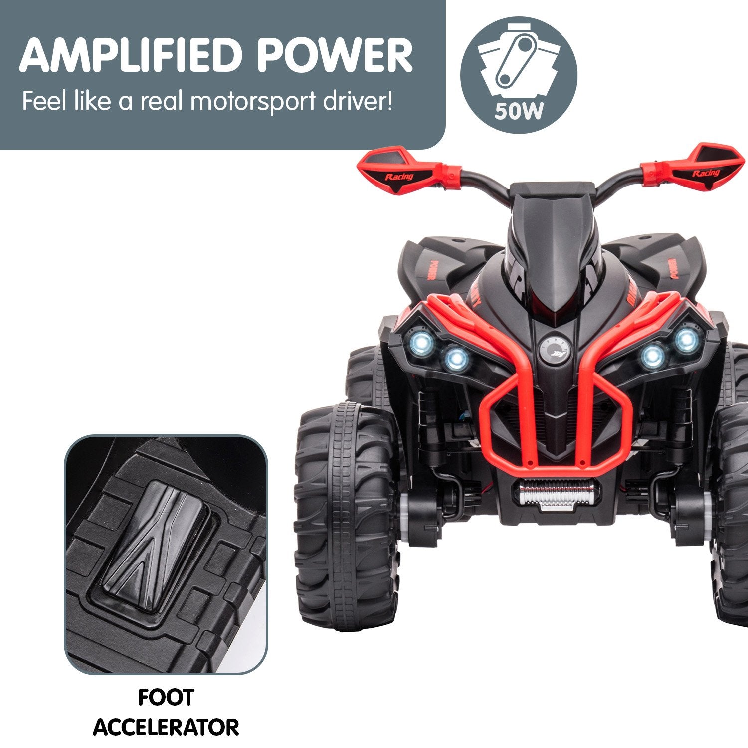 Kahuna GTS99 Kids Electric Ride On Quad Bike Toy ATV 50W - Red