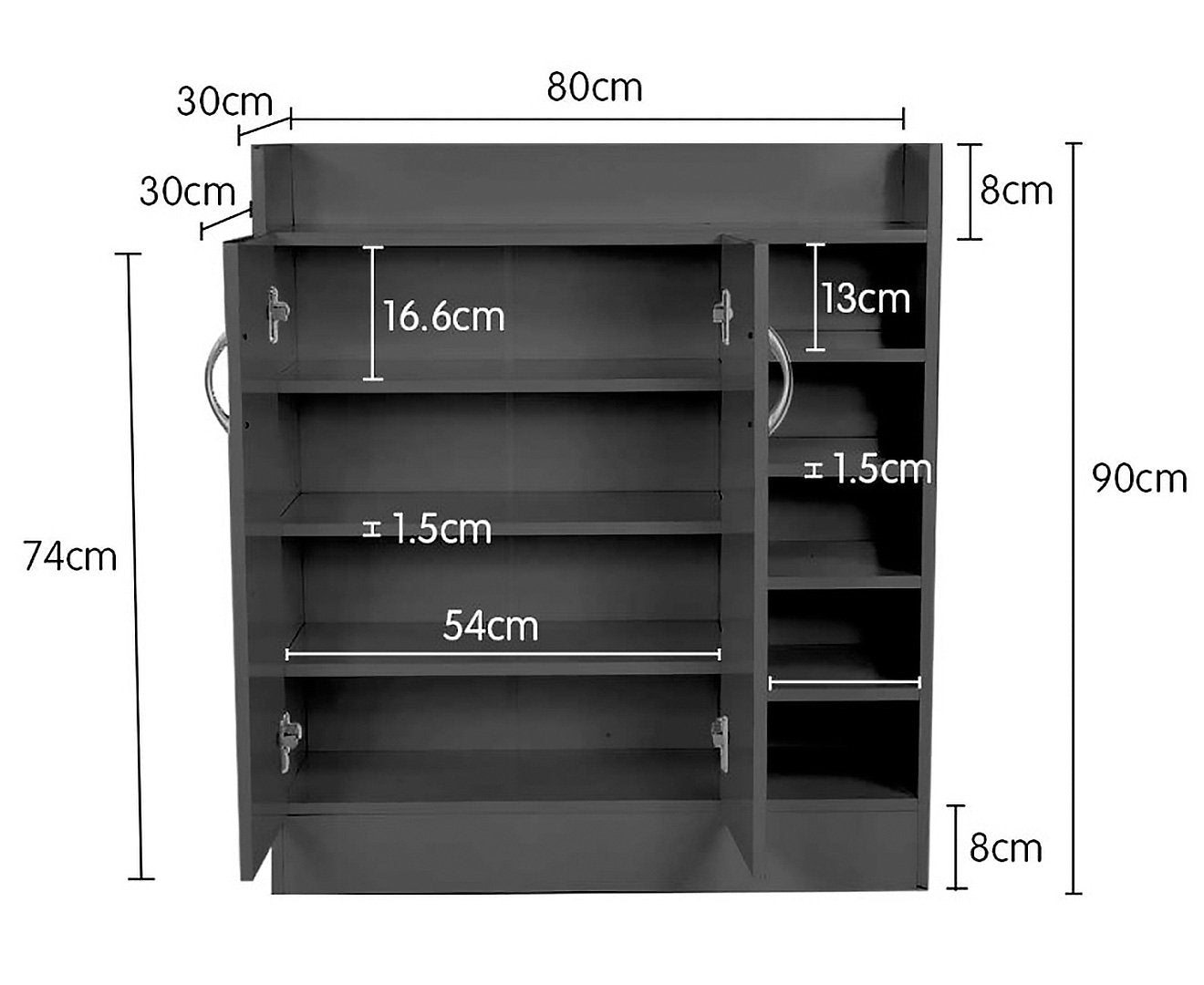 Sarantino New 21 Pairs Shoe Cabinet Rack Storage Organiser Shelf 2 Doors Cupboard Black