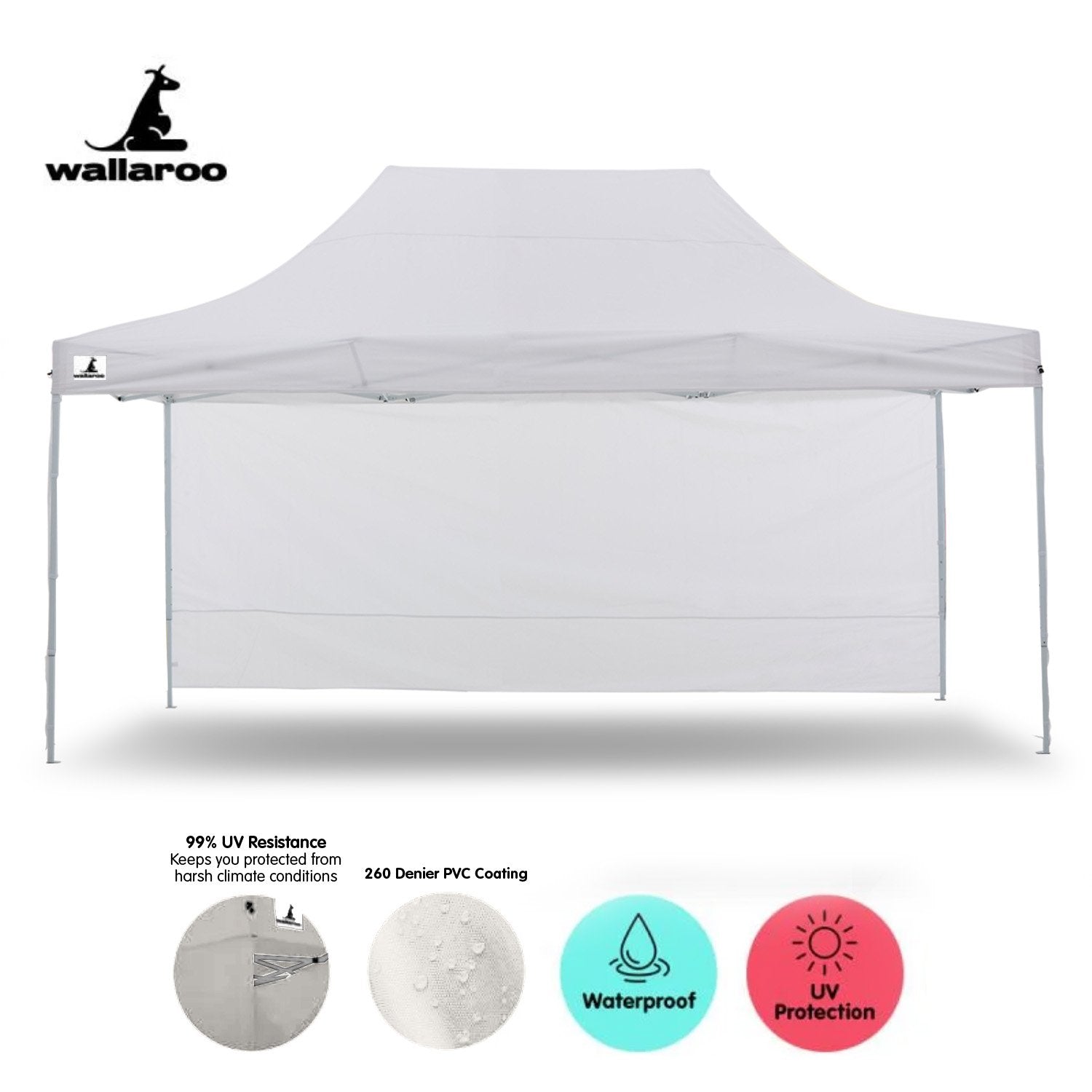 Wallaroo Gazebo Tent Marquee 3x4.5m PopUp Outdoor White