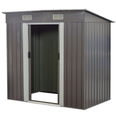 Wallaroo 4ft x 8ft Garden Shed with Base Flat Roof Outdoor Storage - Grey