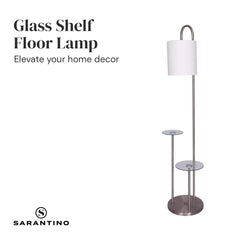 Sarantino Metal Floor Lamp with Glass Shelves