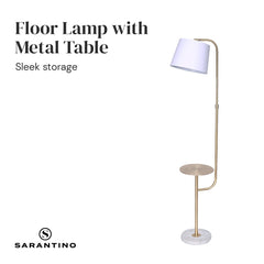 Sarantino Marble & Metal End Table Top Floor Lamp