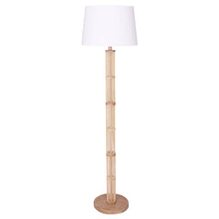 Sarantino Rattan Floor Lamp With Off-White Linen Shade by Sarantino