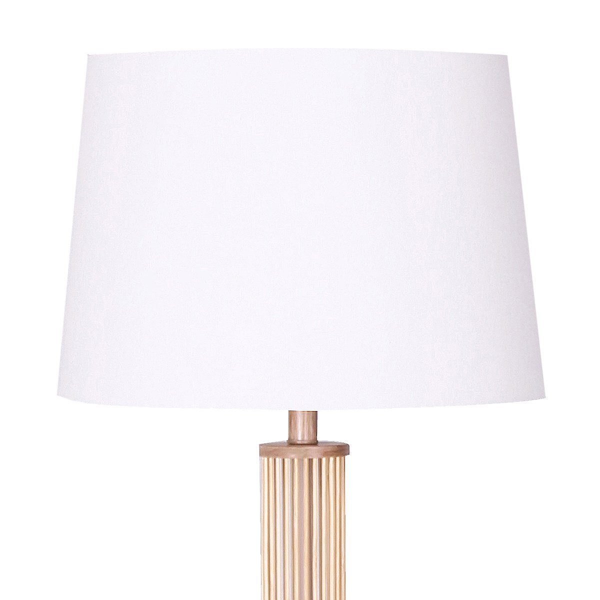 Sarantino Rattan Floor Lamp With Off-White Linen Shade by Sarantino