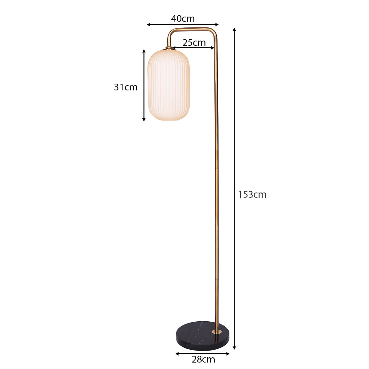 Sarantino Metal Floor Lamp With Opal Glass Shade