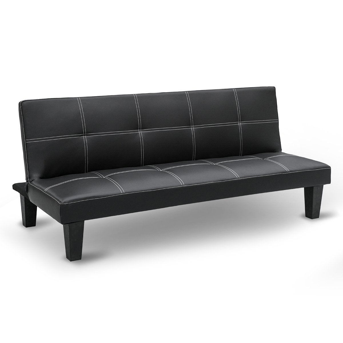 Sarantino 2 Seater Modular Faux Leather Fabric Sofa Bed Couch - Black