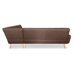 Sarantino Faux Linen Corner Wooden Sofa Lounge L-shaped with Chaise - Brown