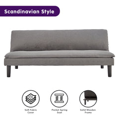 Sarantino 3 Seater Modular Faux Linen Fabric Sofa Bed Couch -Dark Grey