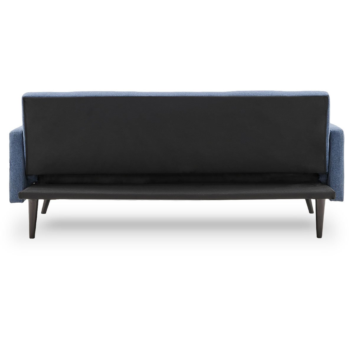 Sarantino Tufted Faux Linen 3-Seater Sofa Bed with Armrests - Blue