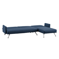 Sarantino Mia 3-Seater Sofa Bed with Chaise & 3 Pillows - Blue